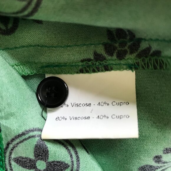 Suzie Winkle Katie Button Down Shirt Top Blouse Womens 36 Small Green Black - Picture 9 of 15